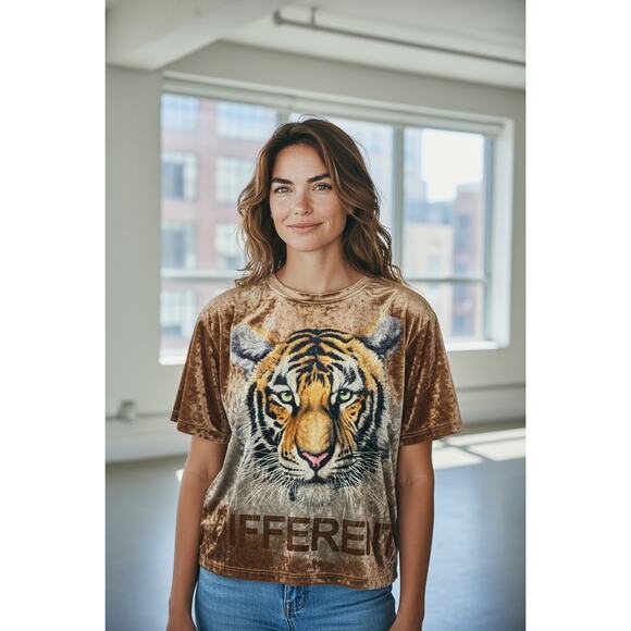 Womans Medium Velvet Tiger Shirt Medium Velour - Picture 12 of 12
